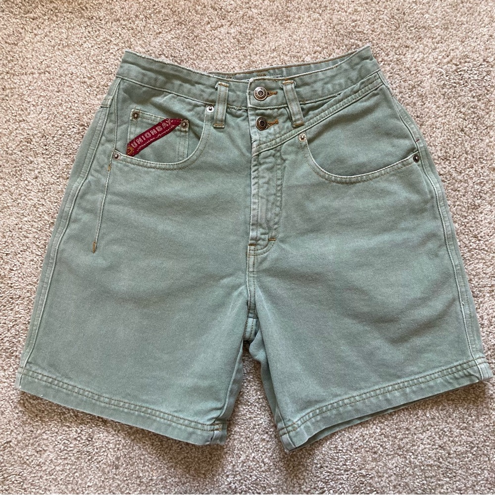 Union Bay Vintage Green Denim Shorts Size 7, 24 inch waist